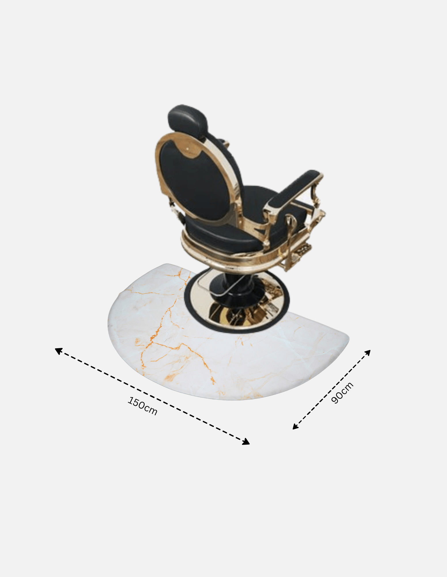 Антипролежневый напольный коврик полукругом из бело-золотого мрамора Maya для салонов, студий и парикмахерских