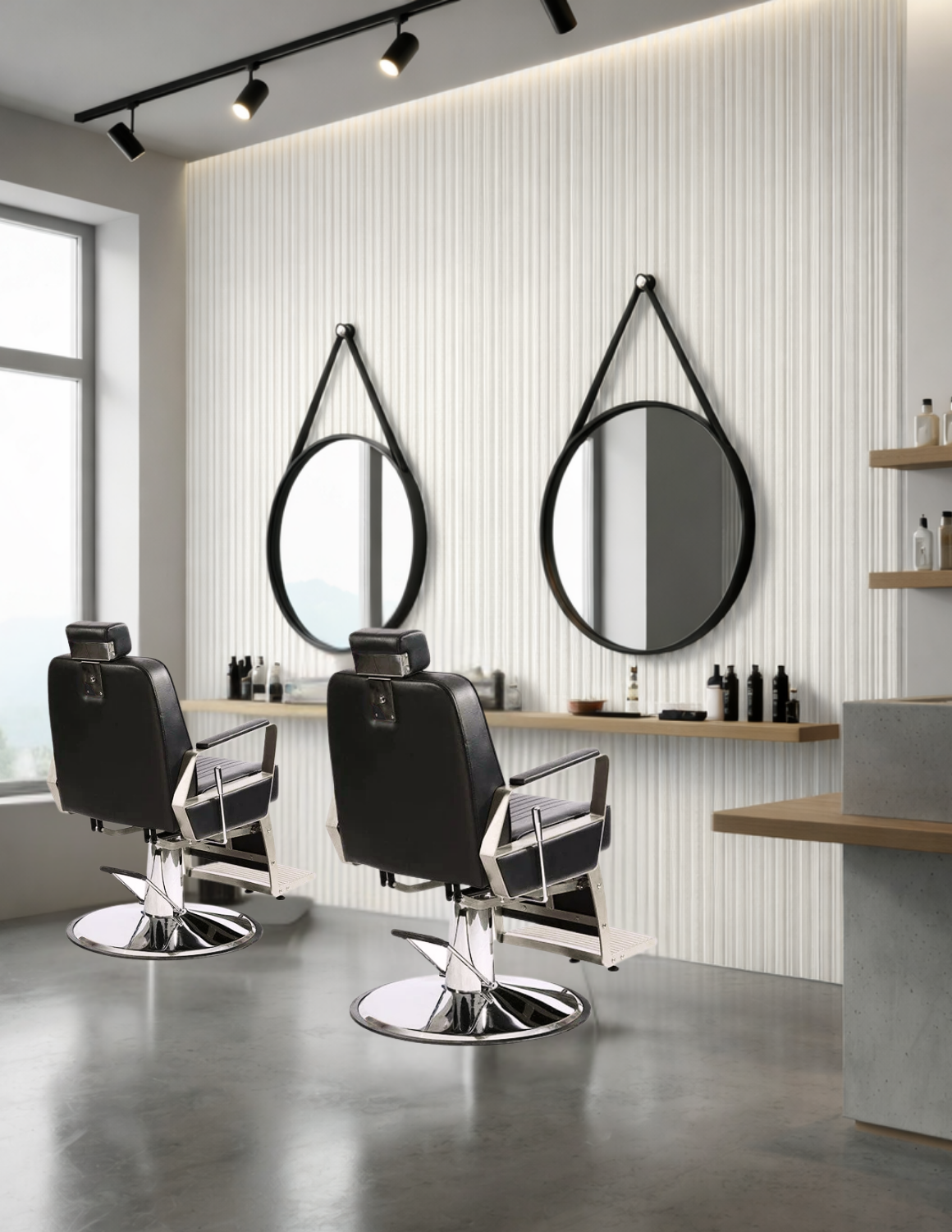Dekorative selbstklebende Metallwandfliesen – stilvolle Wandverkleidung für Friseursalons, Barbershops und Kosmetikstudios mit modernem Design.