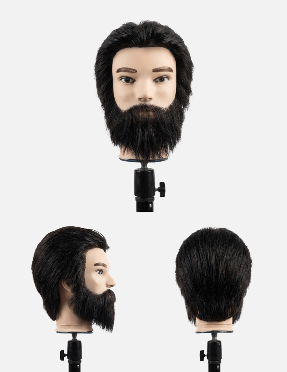 Multi-Use Barber Herren Übungskopf – wiederverwendbarer Mannequin-Kopf mit nachwachsenden Haaren und Bart für Friseur- und Barber-Training.