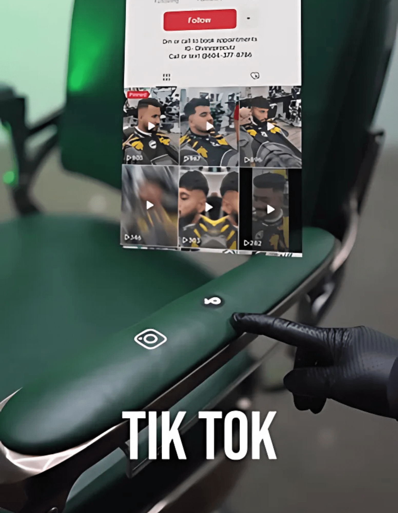 CWYC Embroidered Armrests with Integrated NFC Chip for a "Smart" Barber Chair