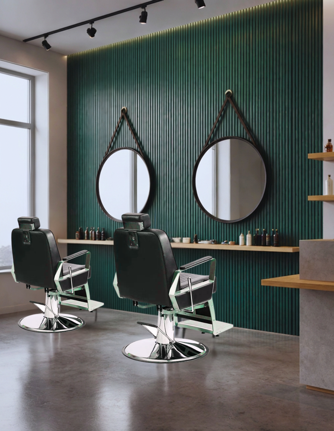 Dekorative selbstklebende Metallwandfliesen – stilvolle Wandverkleidung für Friseursalons, Barbershops und Kosmetikstudios mit modernem Design.