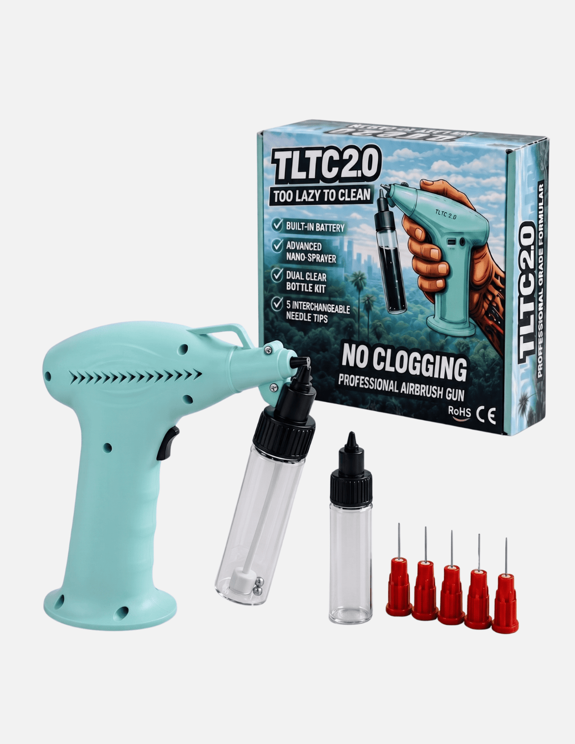 Airbrush pistole TLTC 2.0 – Profesionální bezdrátová nano airbrush pistole se systémem proti ucpávání