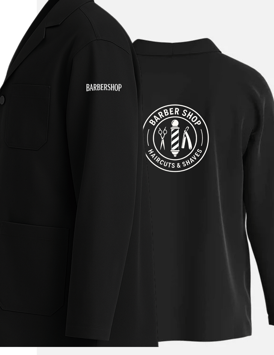 Klasický Barber Plášť / Barber Jacket – Profesionální pracovní oděv pro kadeřníky a barberů