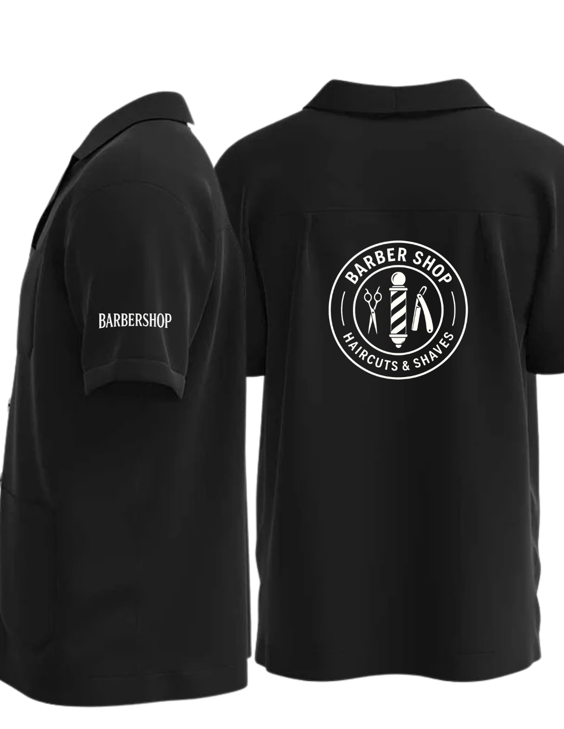 Krátký Barber Zipper Coat – Profesionální kadeřnická uniforma s logem