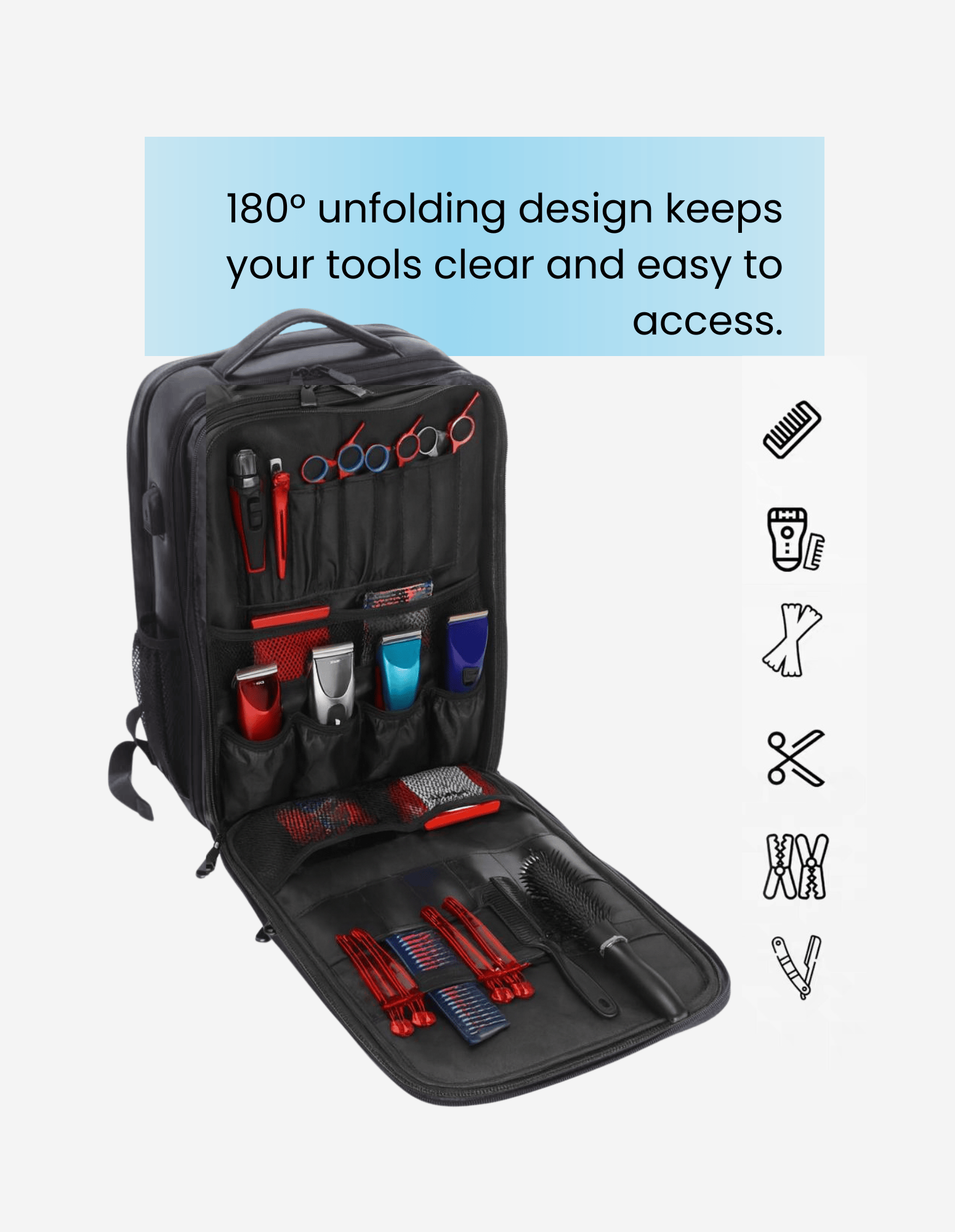 Barber Backpack Rucksack – Barber Werkzeug Tasche und Reise-Organizer mit individuellem Logo.