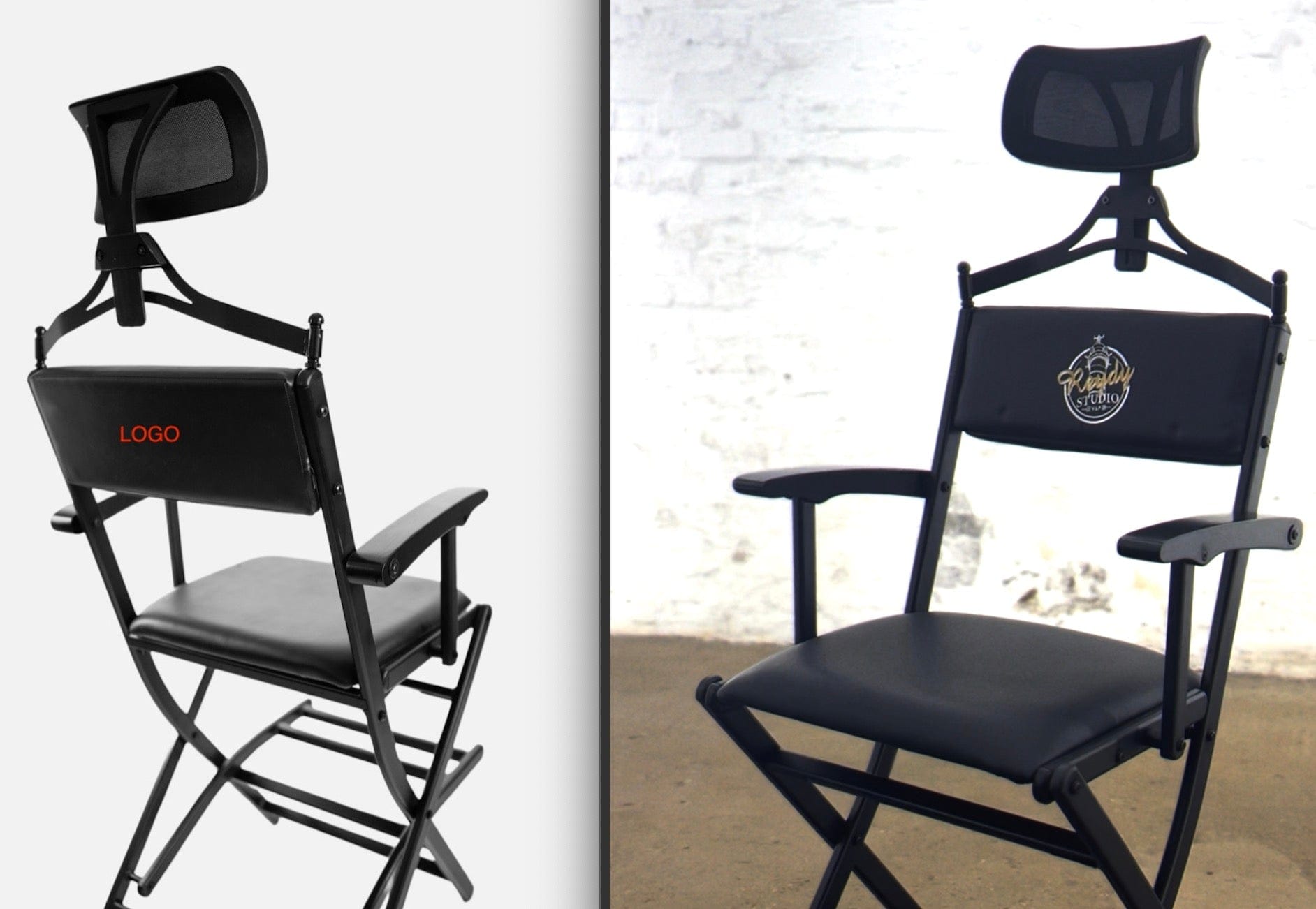 John Barber & Sons Inkl. dein Logo auf der Rückenlehne INNEN & AUSSEN Mobiler Barber Stuhl inkl. Kopfstütze