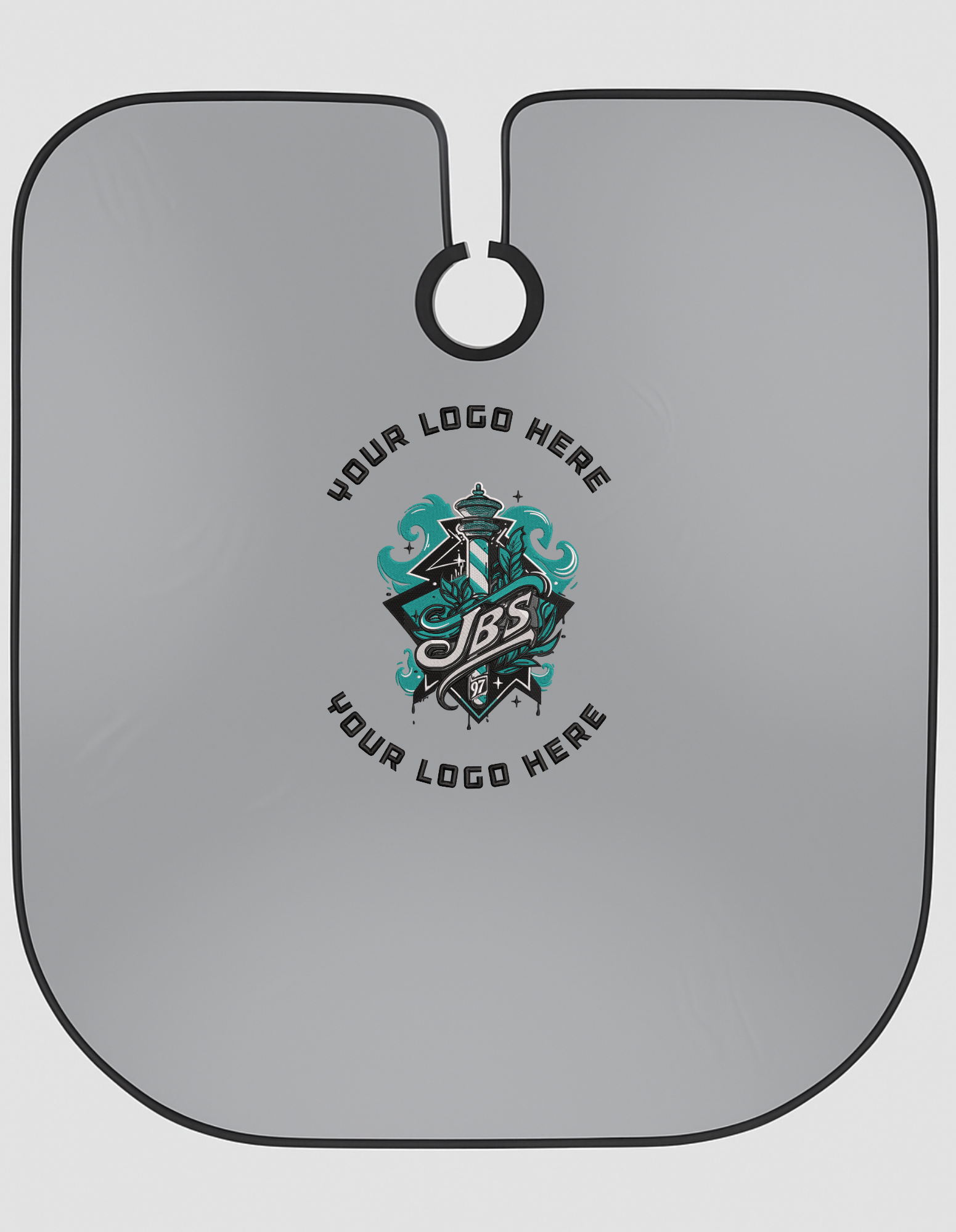 Light gray premium cape with high-quality finish, sleek design, available with or without logo.