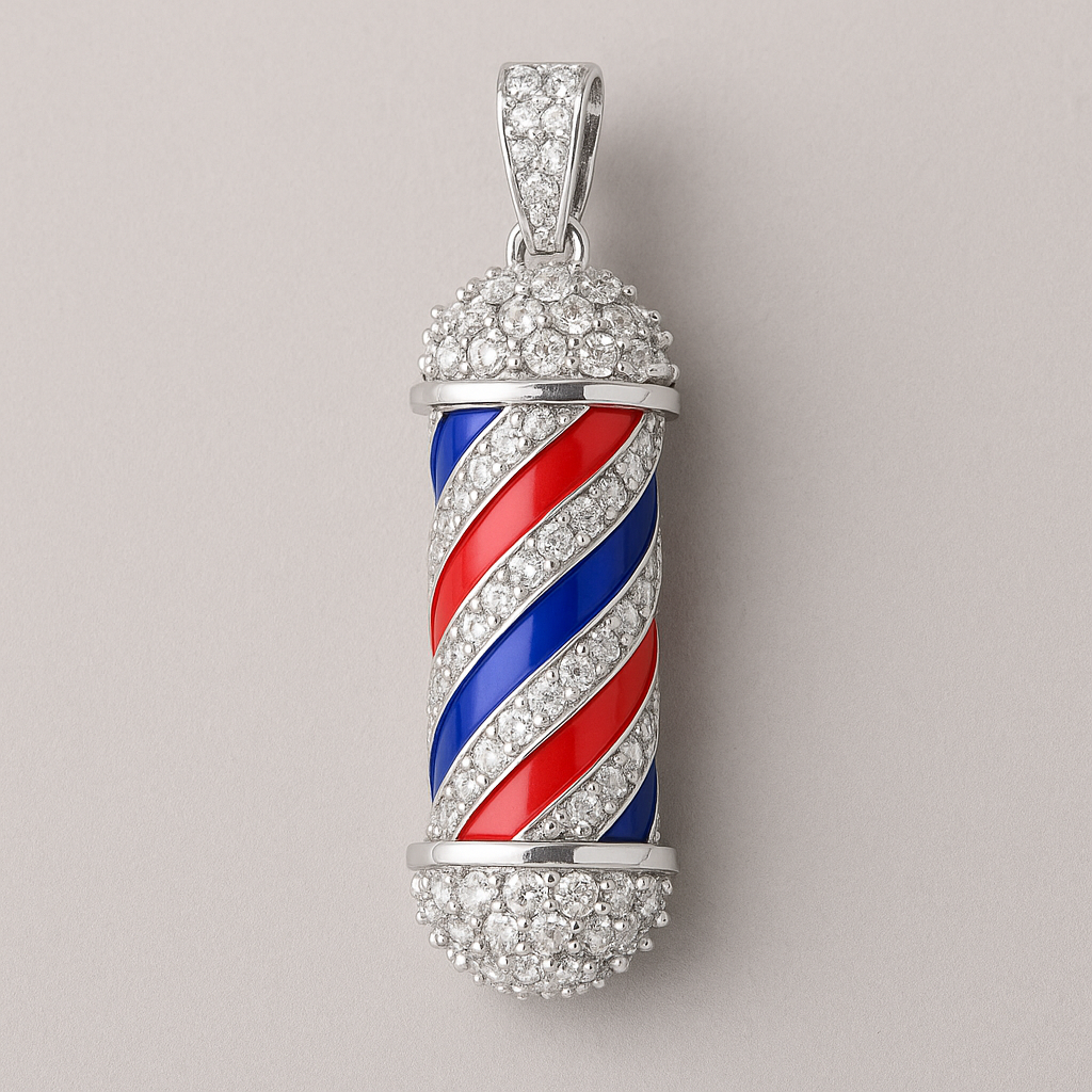 Prívesok Barber Pole zo zlata 925 alebo platiny - voliteľne s moissanitom alebo pravými diamantmi VS VVS G-H