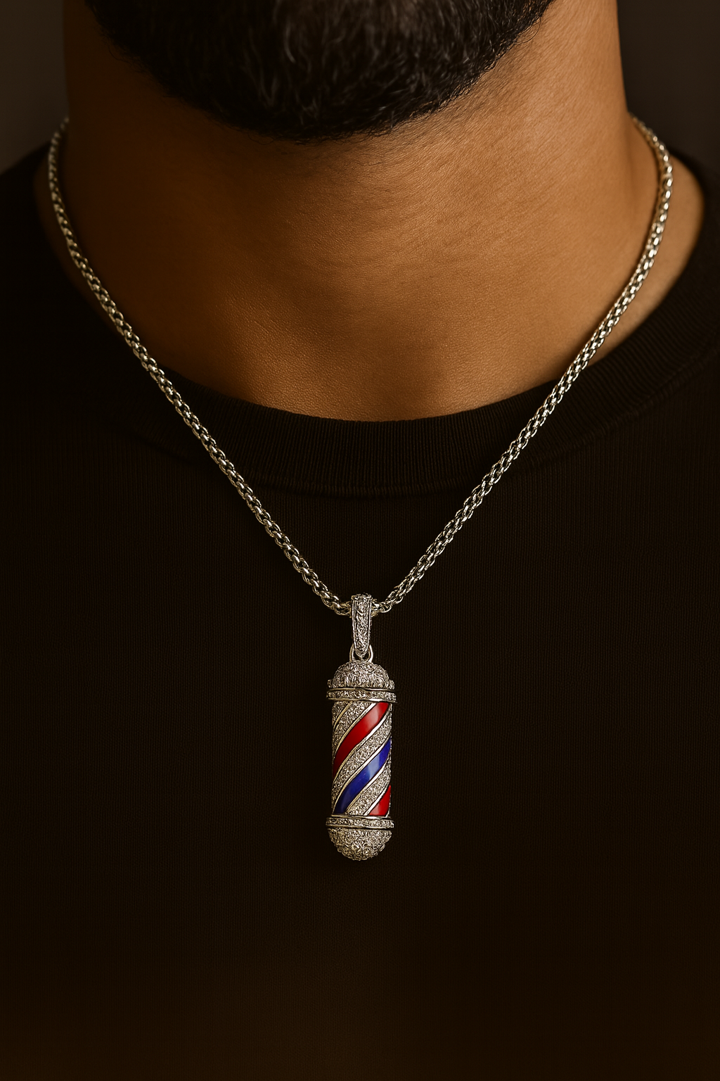 Prívesok Barber Pole zo zlata 925 alebo platiny - voliteľne s moissanitom alebo pravými diamantmi VS VVS G-H