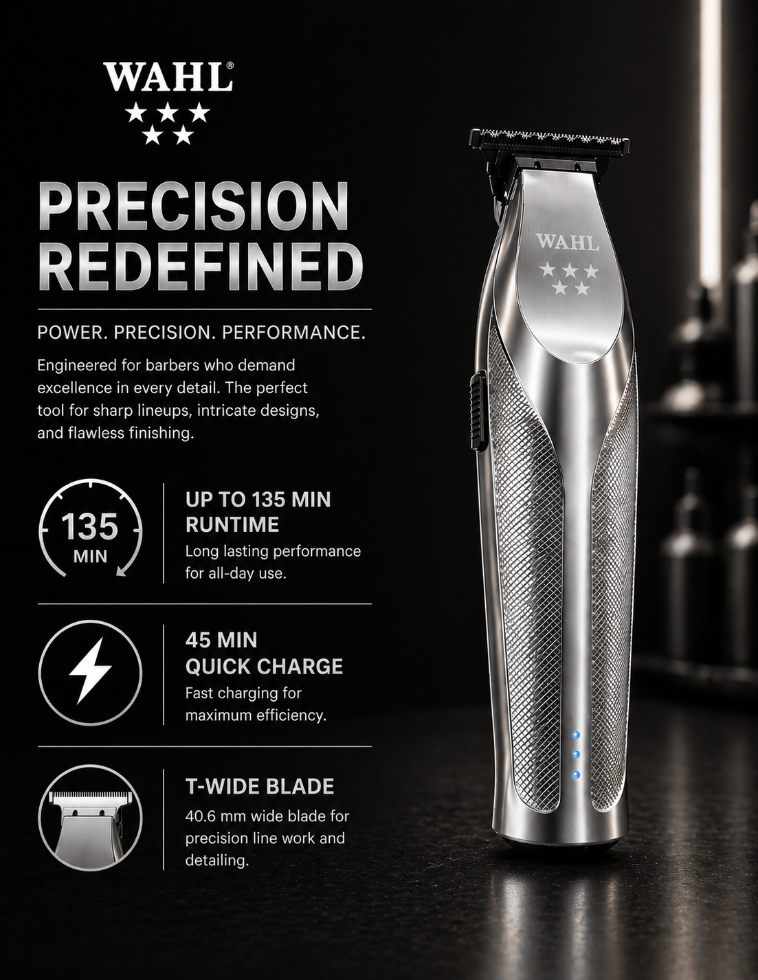 ماكينة قص شعر احترافية لاسلكية WAHL Hi-Viz Clipper