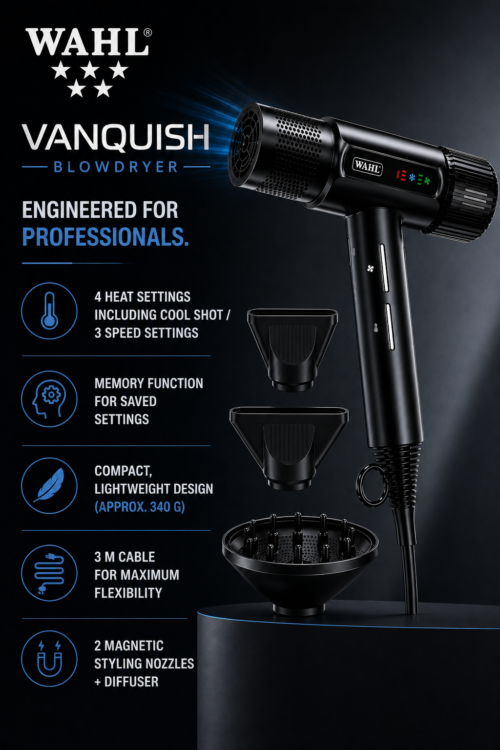 WAHL Vanquish Föhn BLDC Haartrockner Professioneller Haartrockner Blowdryer Dryer