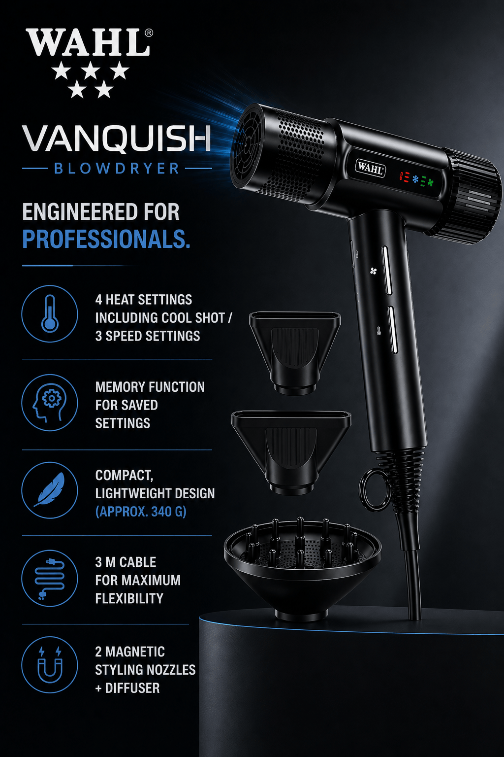 WAHL Vanquish BLDC – Profesionalno sušilo za kosu