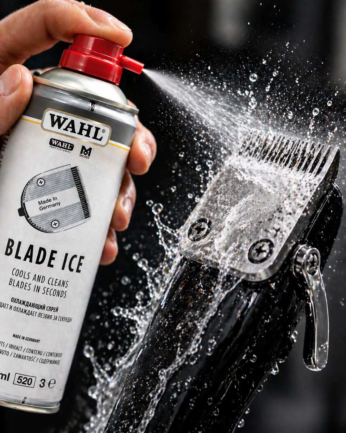 WAHL Blade Ice Clipper Cleaner Professionelles Kühl-, Reinigungs- und Schmiermittel Spray (400 ml)