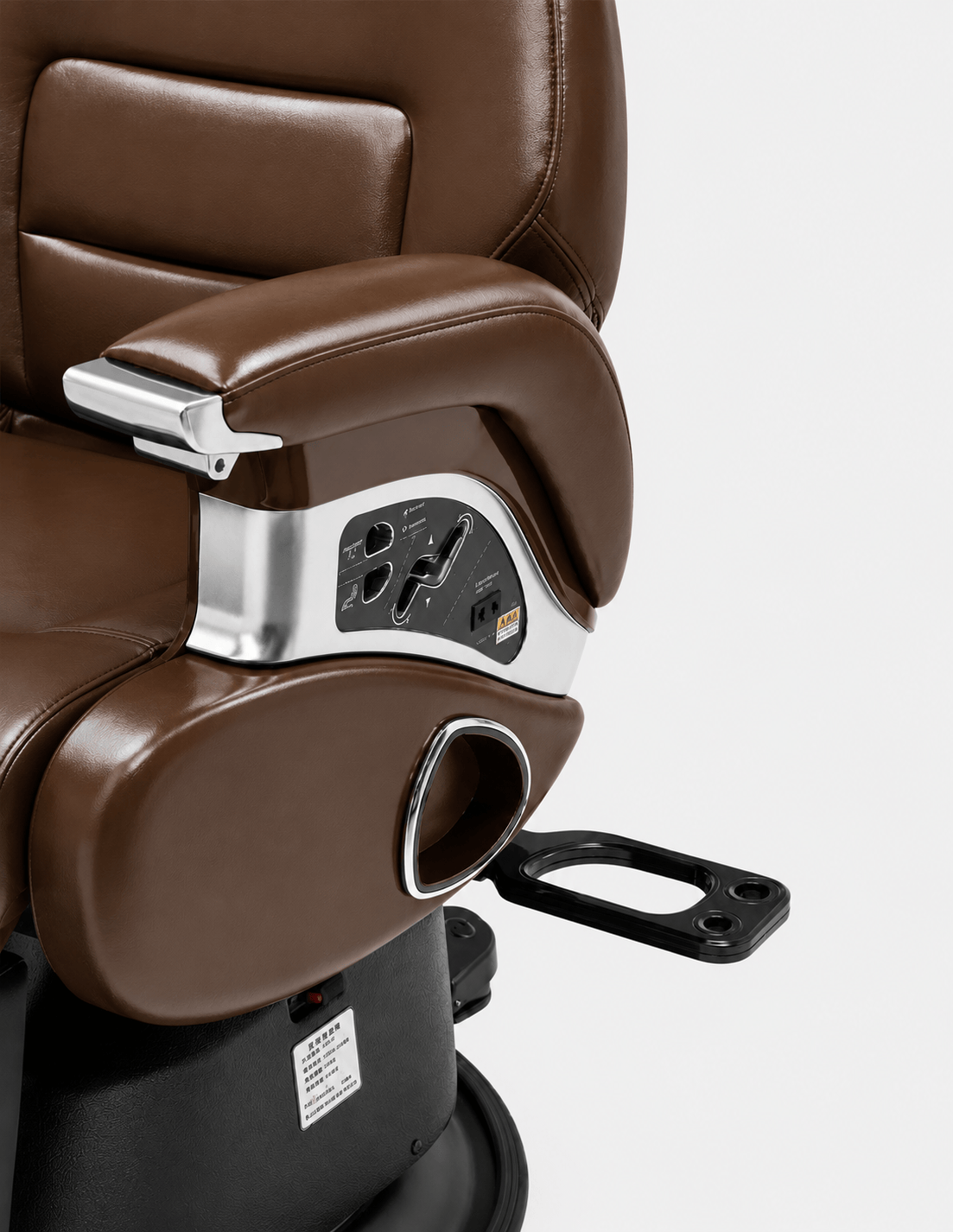 JBS e-Prestige 1.0 Braun (Hochglanz) — Vollelektrischer Barberstuhl & Friseurstuhl mit elektrischer Höhenverstellung, elektrischer Neigung & Memory-Funktion | Premium-Stuhl für Barbershop, Friseursalon & Studio