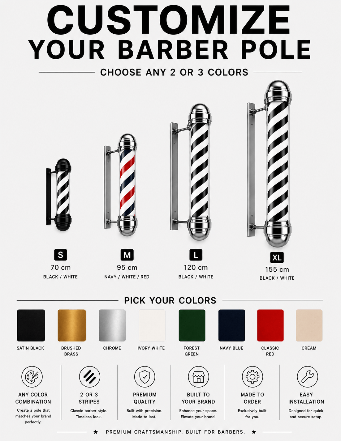 Personalisierbare Rotierende Barber Pole - Profi-Barber-Shop-Schild