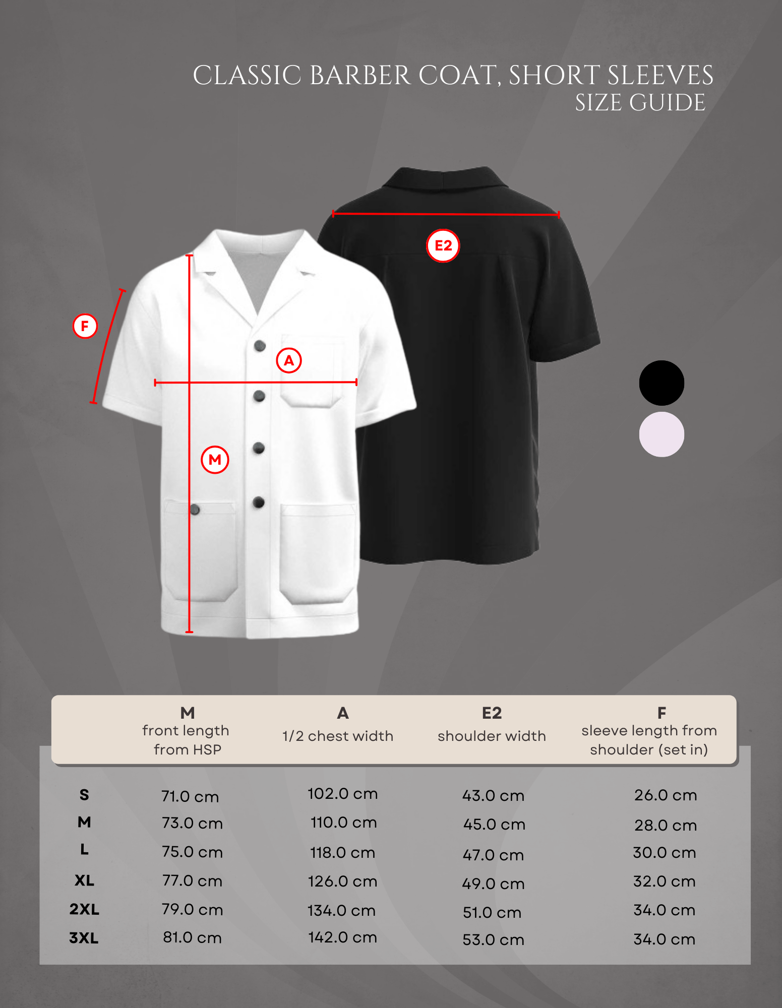 Klasični Barber Ogrtač s Kratkim Rukavima / Barber Jacket – Profesionalna radna odjeća za frizere i barbere