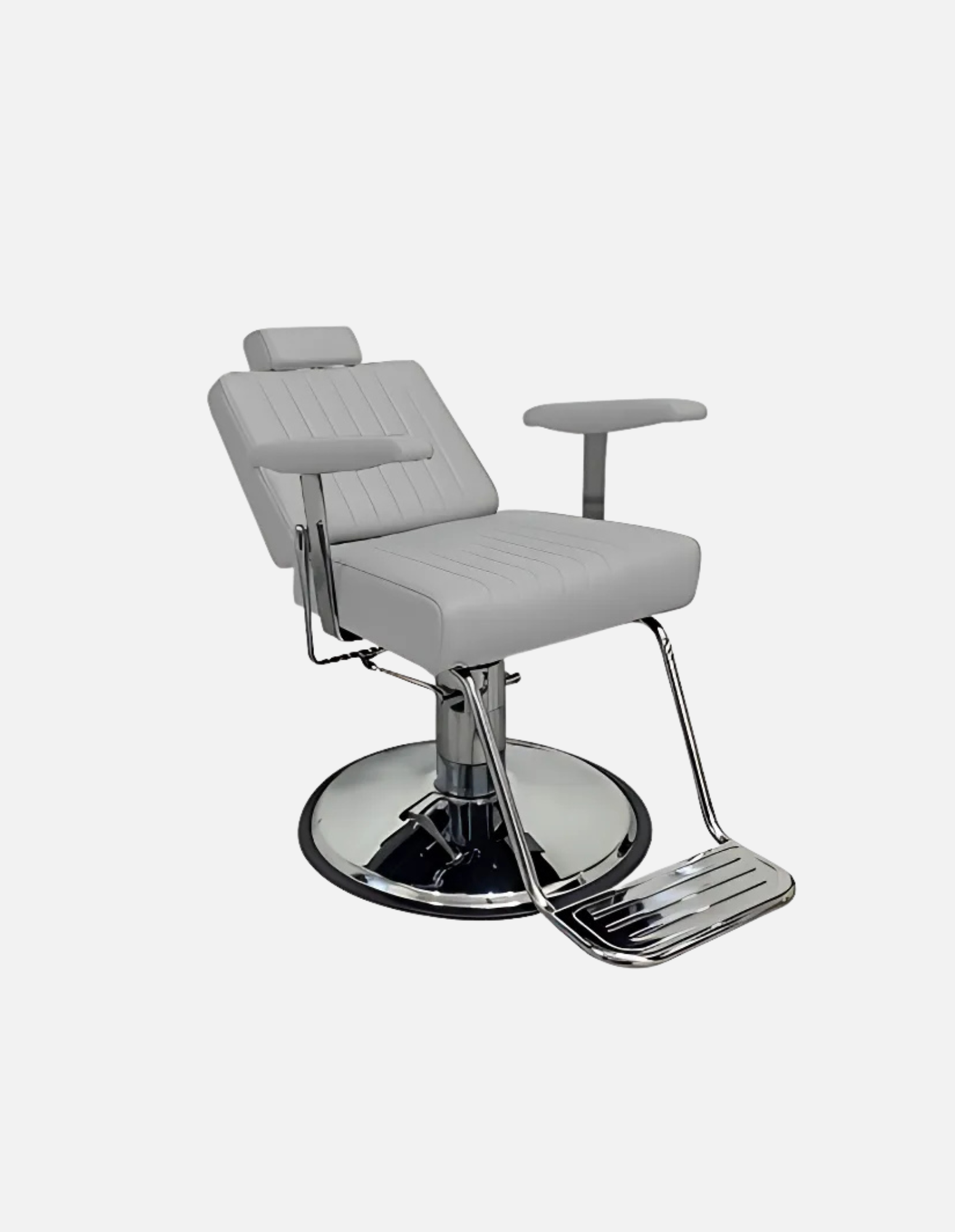 Friseurstuhl Wire Grau mit Kopfstütze und Fußablage