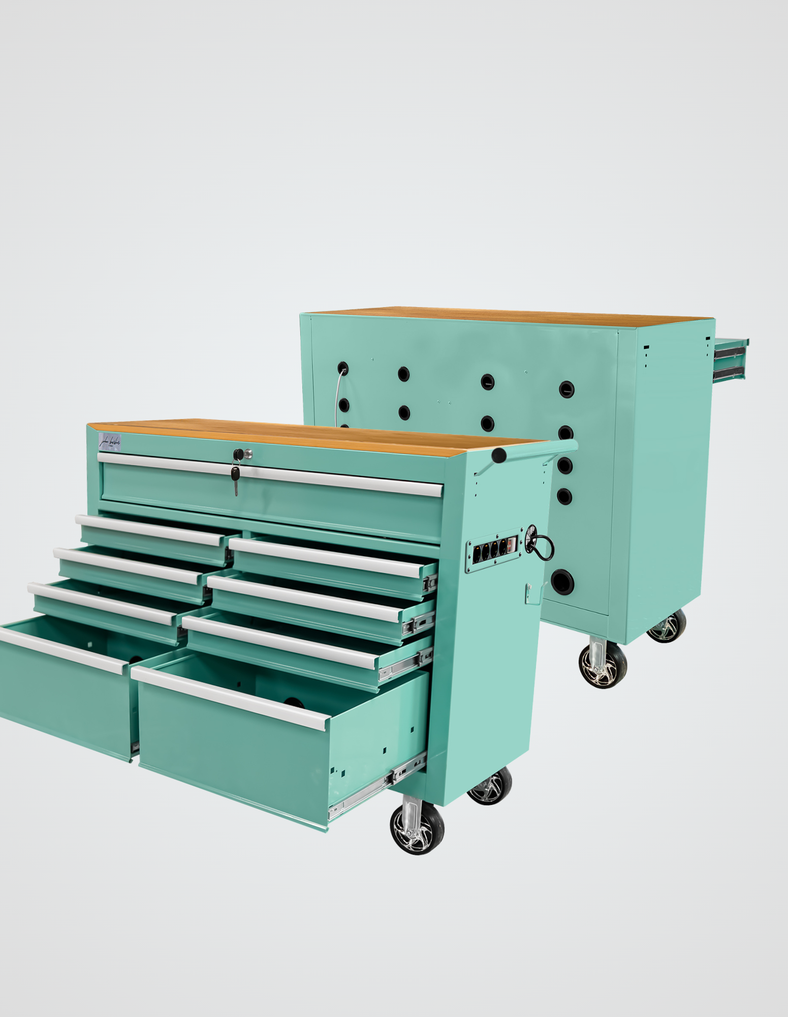 BARBER ROLLWAGEN PRO XL - UV STERILIZÁLÁS - FA MUNKALAP - BEÉPÍTETT KONNEKTOR