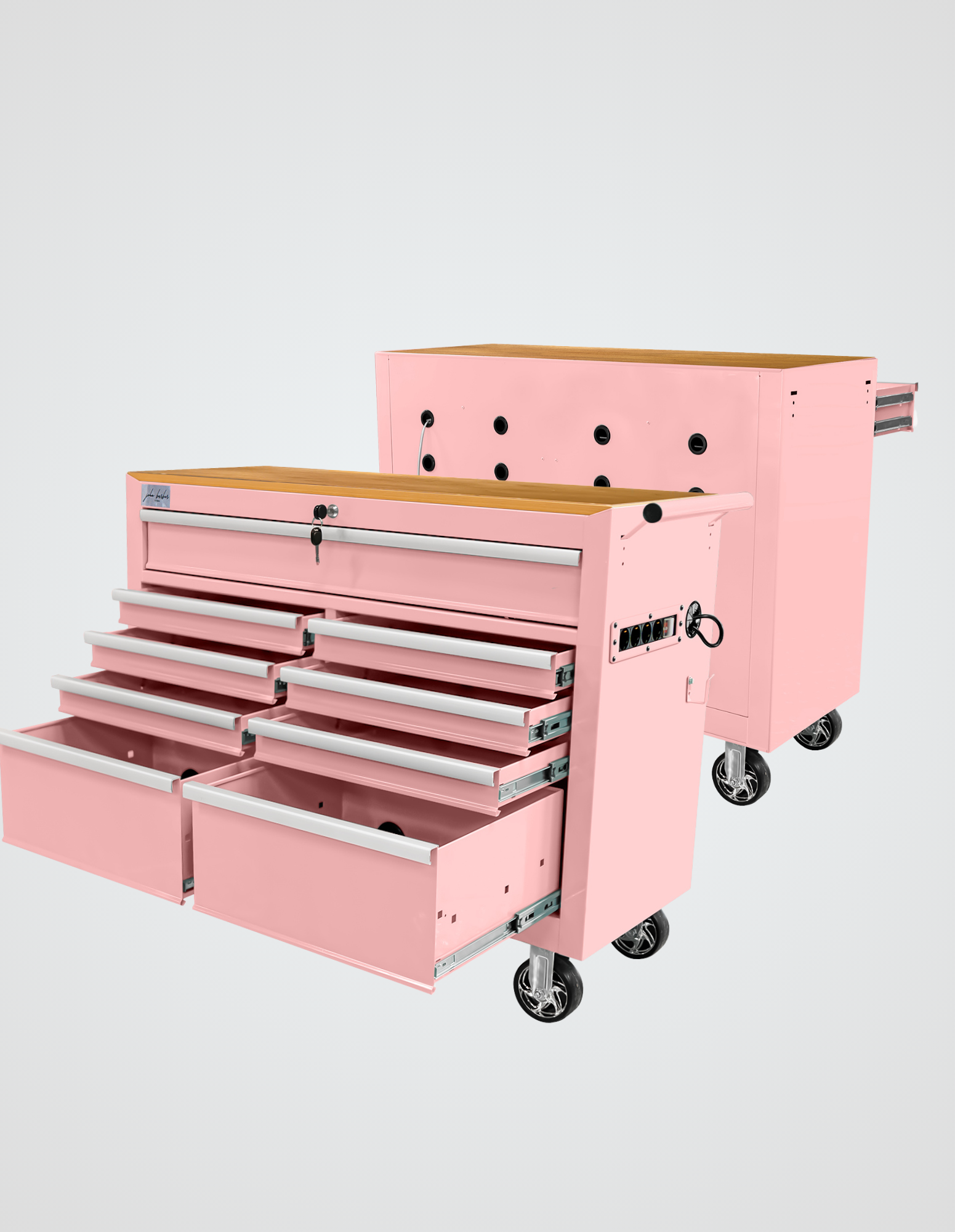 BARBER ROLLWAGEN PRO XL - UV STERILIZÁLÁS - FA MUNKALAP - BEÉPÍTETT KONNEKTOR