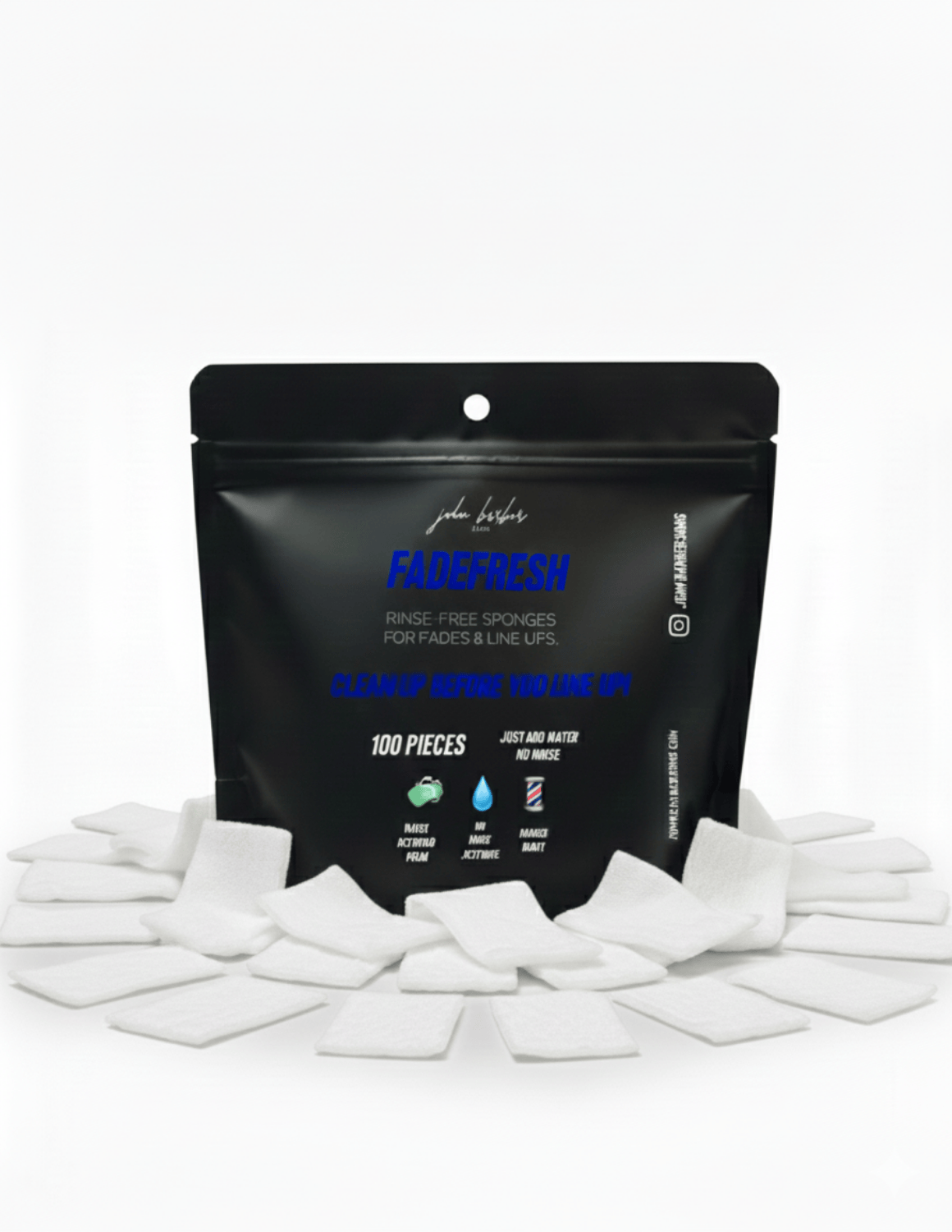 FadeFresh Barber Fade & Line Up Shampoo-Tücher – 100 Stück pro Packung, praktische Reinigungstücher für Haarlinie und Fade-Bereich, ohne Nachspülen oder Auswaschen.
