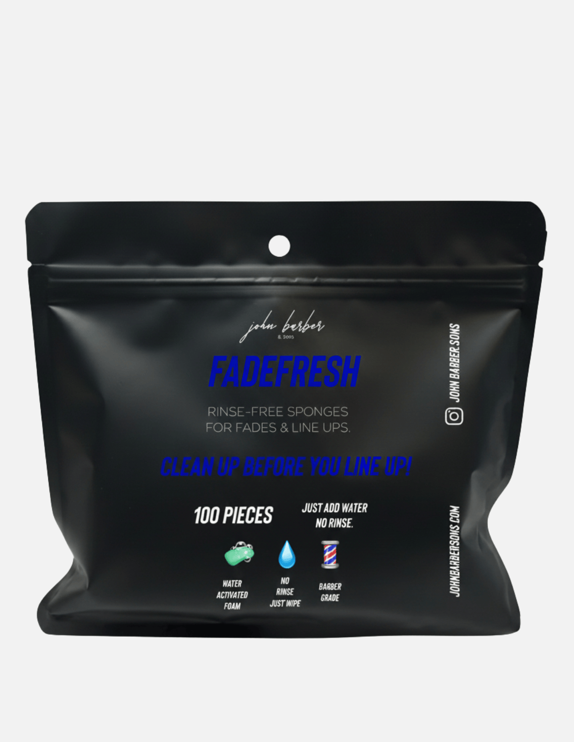FadeFresh Barber Fade & Line Up Shampoo-Tücher – 100 Stück pro Packung, praktische Reinigungstücher für Haarlinie und Fade-Bereich, ohne Nachspülen oder Auswaschen.