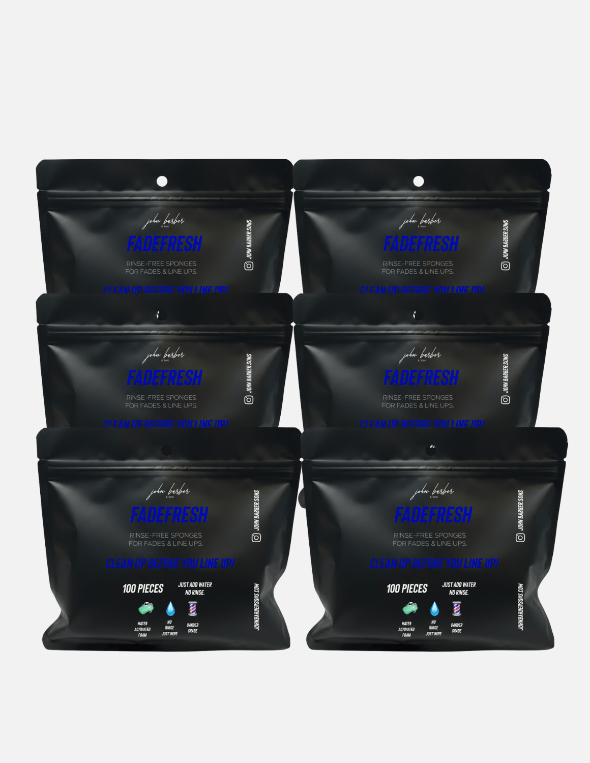 FadeFresh Barber Fade & Line Up Shampoo-Tücher – 100 Stück pro Packung, praktische Reinigungstücher für Haarlinie und Fade-Bereich, ohne Nachspülen oder Auswaschen.