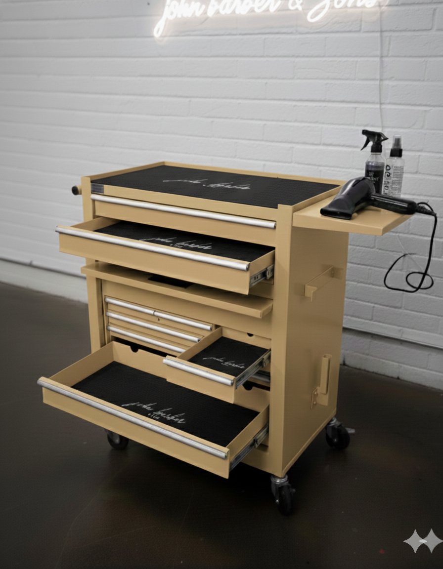 BARBER TROLLEY PRO – Mobiele trolley in verschillende kleuren – UV-desinfectie – Barbiertrolley