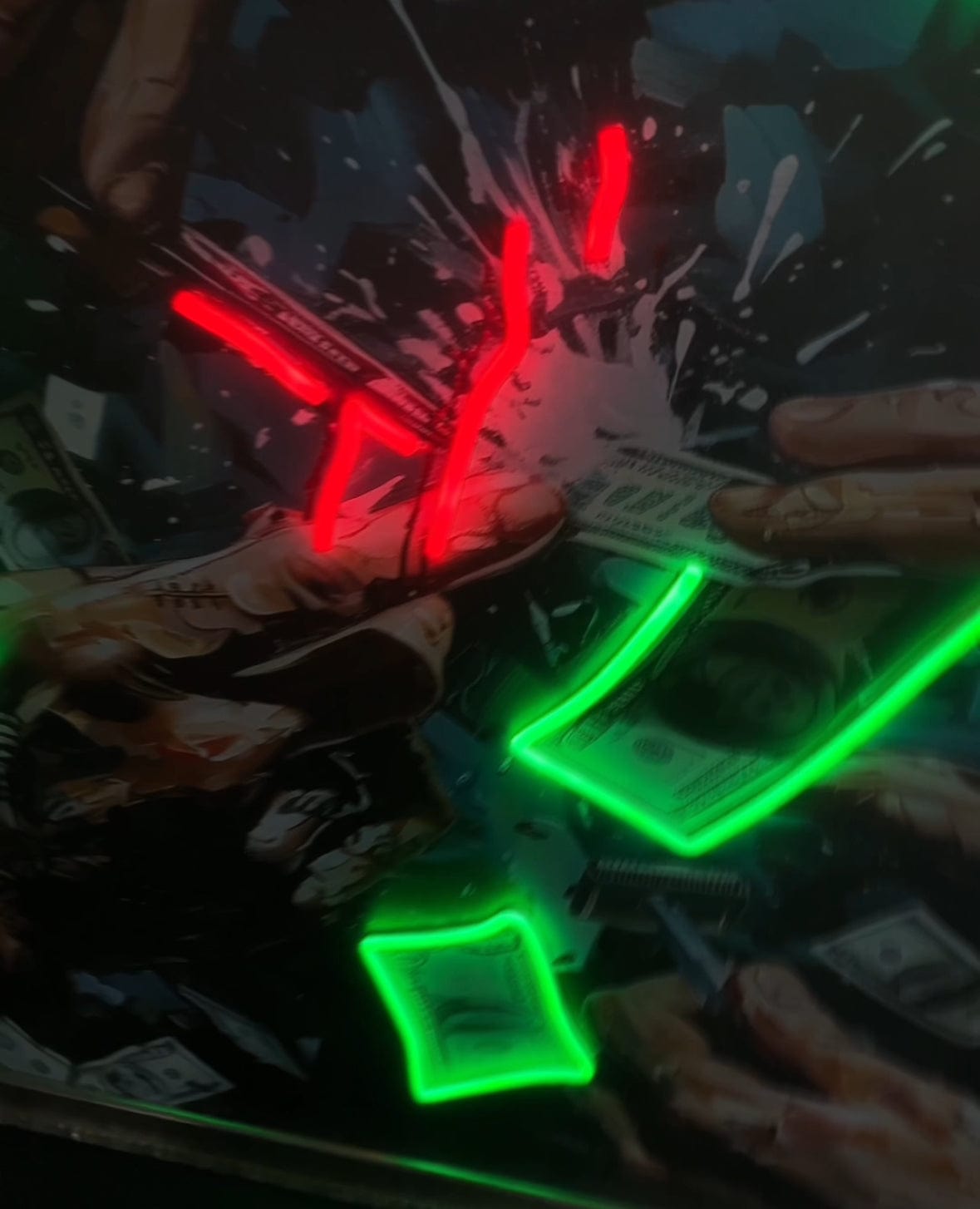 "Cash over Comb" Neon Art Painting 1/10 100x100cm