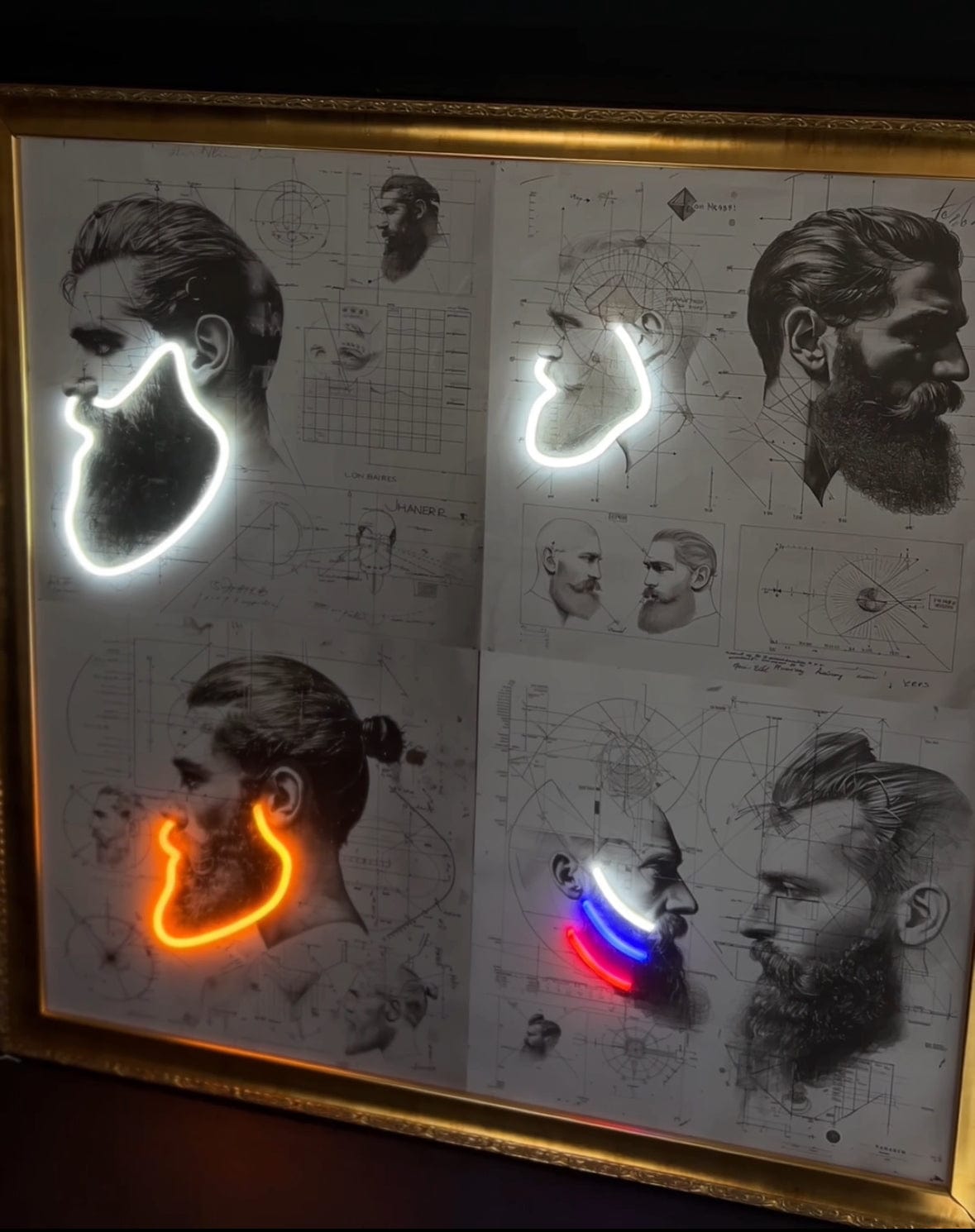 "The Beard Fundamentals" Neonkonstmålning 1/10 100x100cm