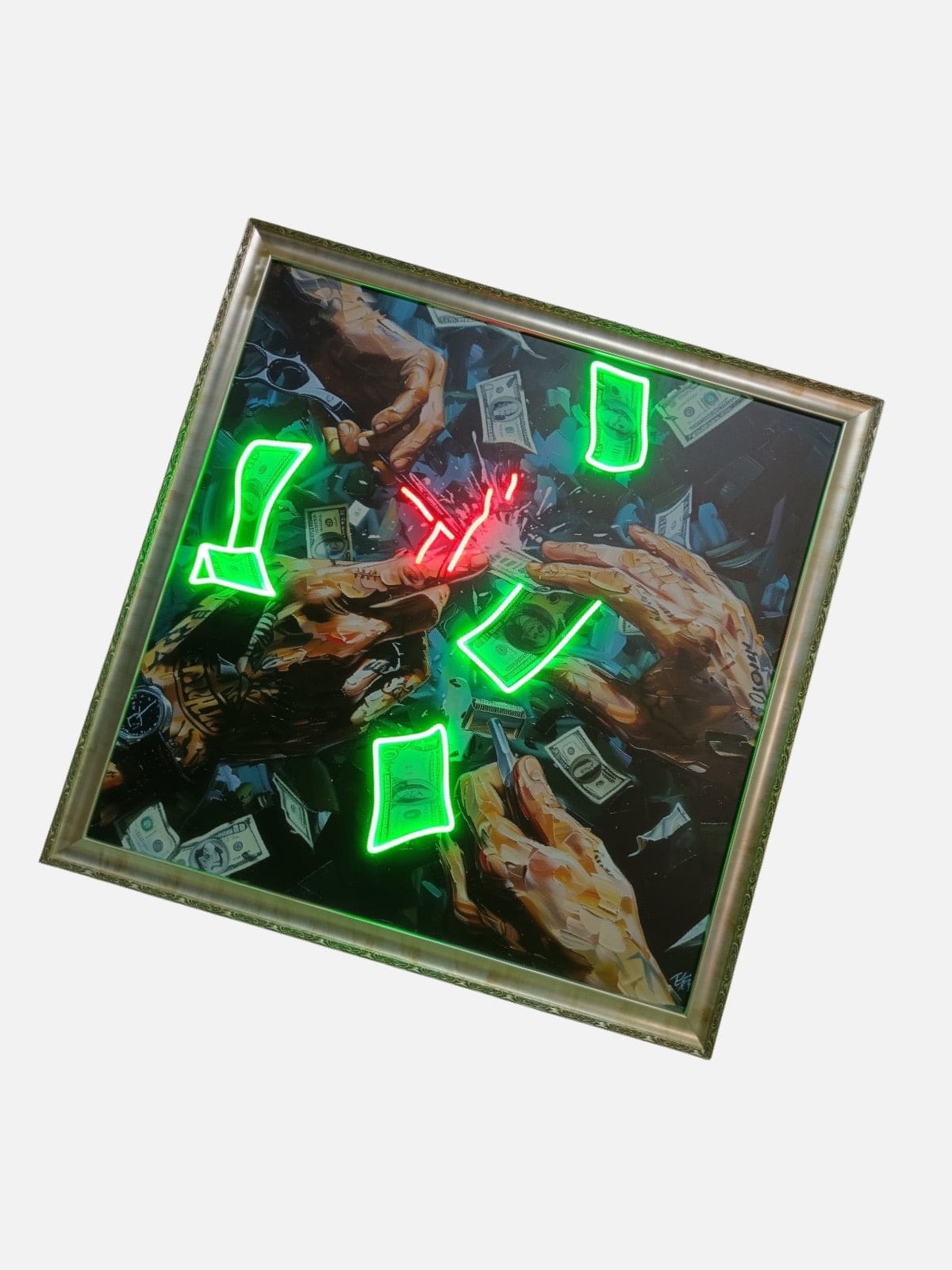 "Cash over Comb" Neon Art Painting 1/10 100x100cm