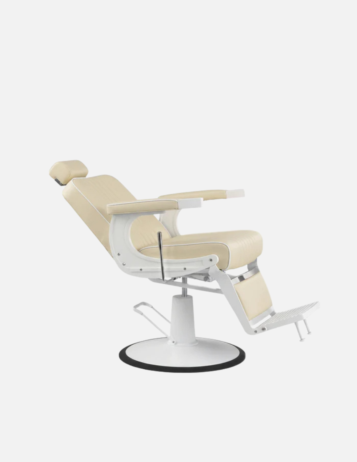 Barberstuhl New School Creme Weißes Gestell