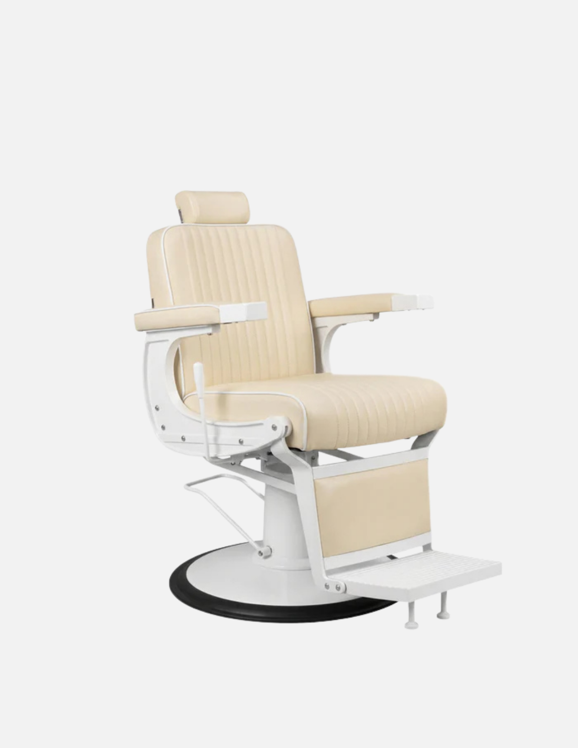 Barberstuhl New School Creme Weißes Gestell