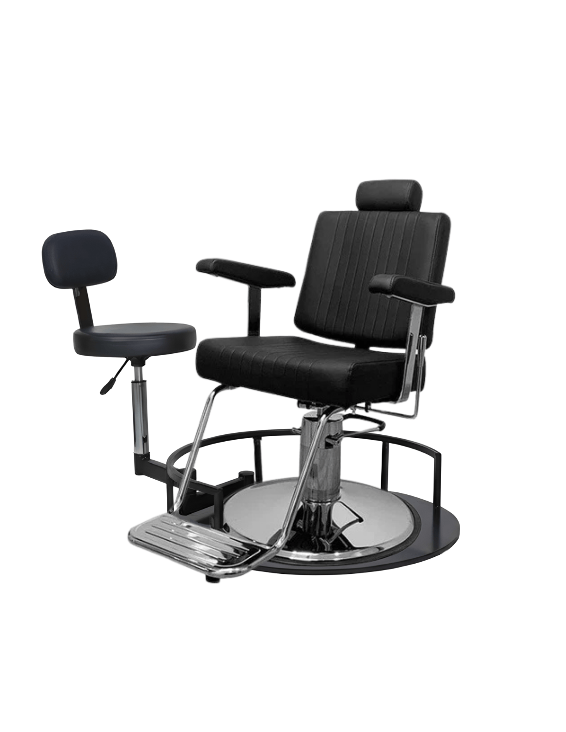 Rotierender Barber- und Friseurhocker 2.0 – höhenverstellbarer, drehbarer Arbeitshocker für Barbershop und Friseursalon mit komfortablem Sitz und stabiler Basis.