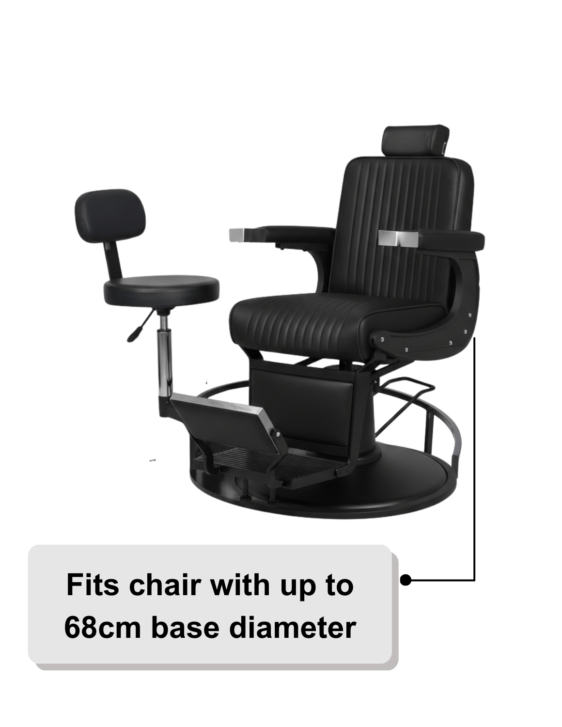 Rotierender Barber- und Friseurhocker 2.0 – höhenverstellbarer, drehbarer Arbeitshocker für Barbershop und Friseursalon mit komfortablem Sitz und stabiler Basis.