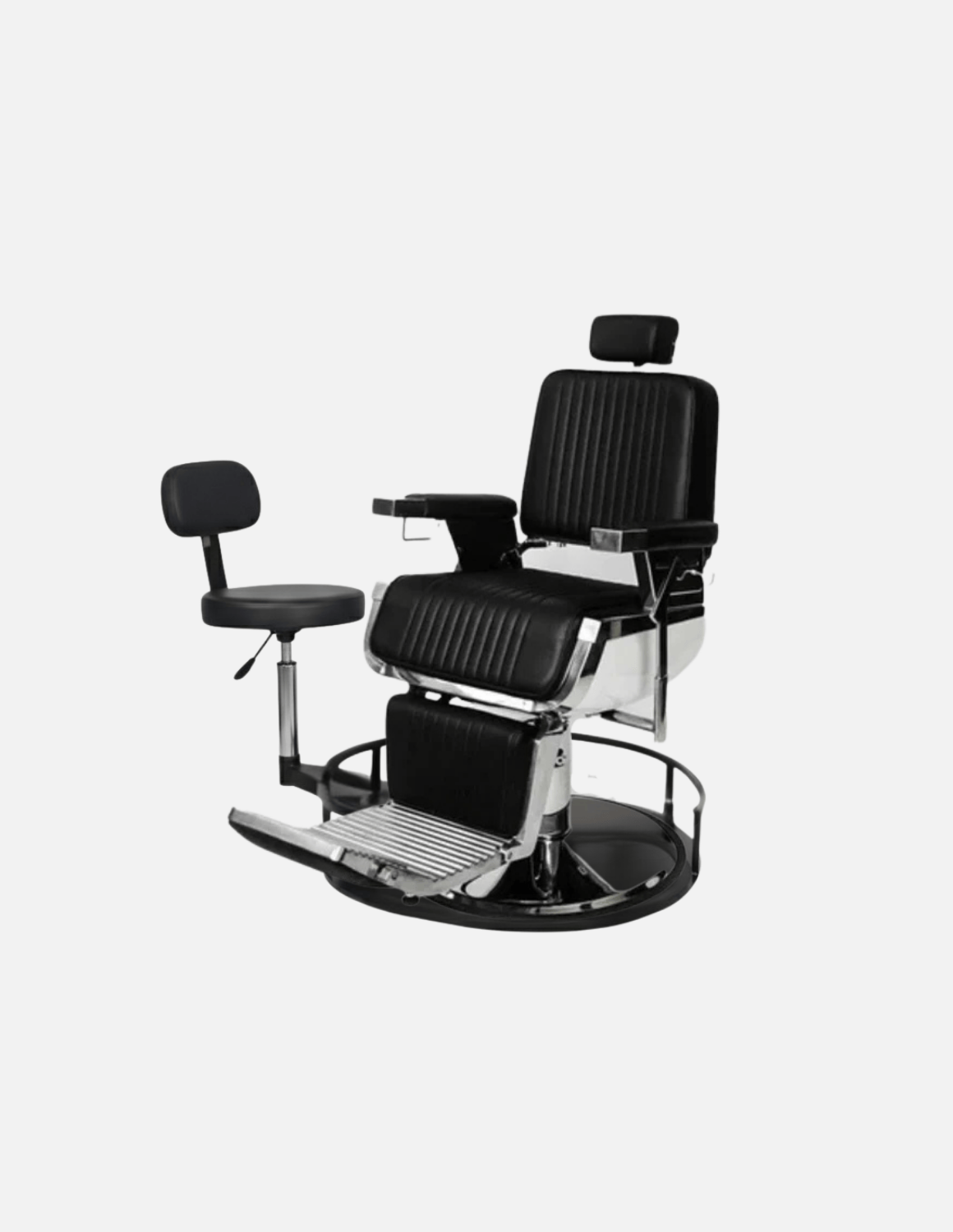 Rotierender Barber- und Friseurhocker 2.0 – höhenverstellbarer, drehbarer Arbeitshocker für Barbershop und Friseursalon mit komfortablem Sitz und stabiler Basis.