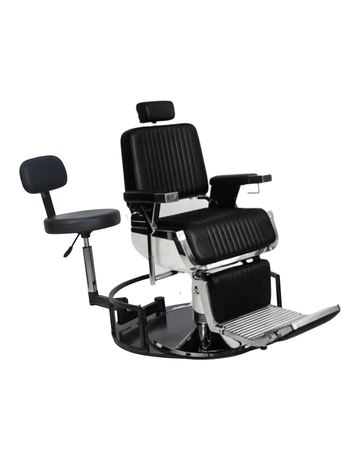 Rotierender Barber- und Friseurhocker 2.0 – höhenverstellbarer, drehbarer Arbeitshocker für Barbershop und Friseursalon mit komfortablem Sitz und stabiler Basis.
