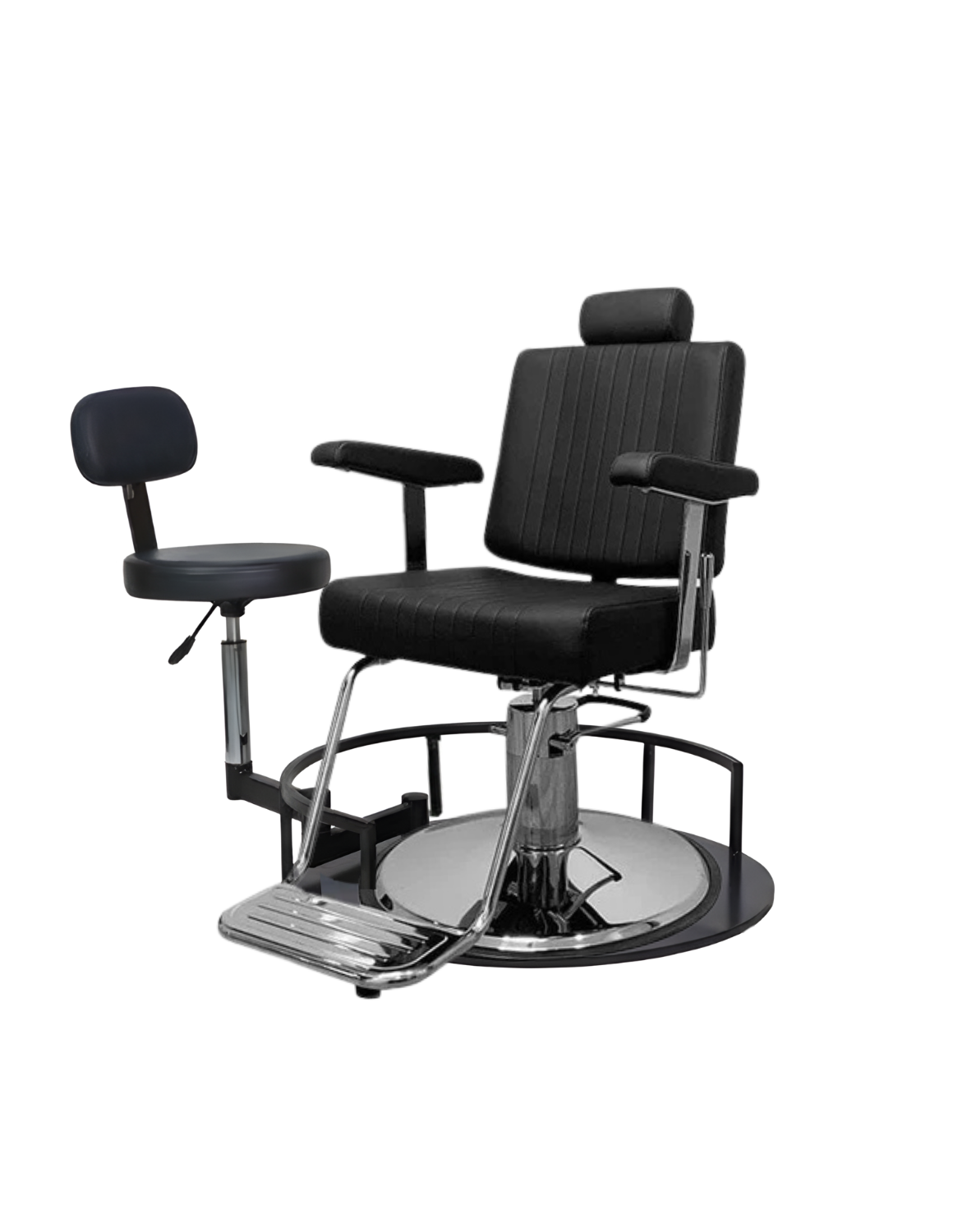 Rotierender Barber- und Friseurhocker 2.0 – höhenverstellbarer, drehbarer Arbeitshocker für Barbershop und Friseursalon mit komfortablem Sitz und stabiler Basis.