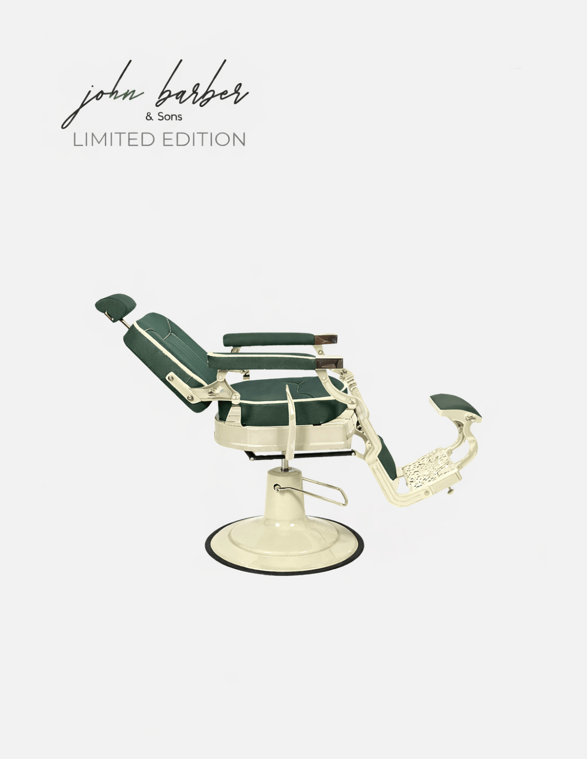 Retroria Barberstuhl Waldgrün Limited Edition für Friseursalon