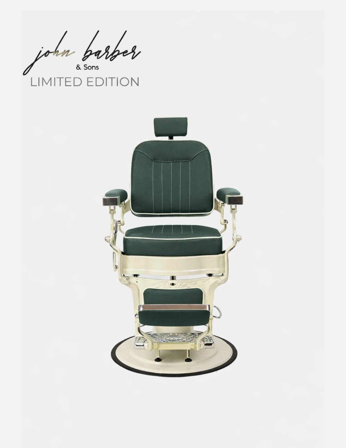 Retroria Barberstuhl Waldgrün Limited Edition für Friseursalon