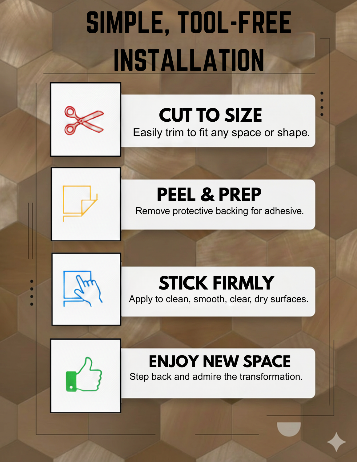 Dekorative, selbstklebende Metallwandfliesen für Friseursalons und Kosmetikstudios