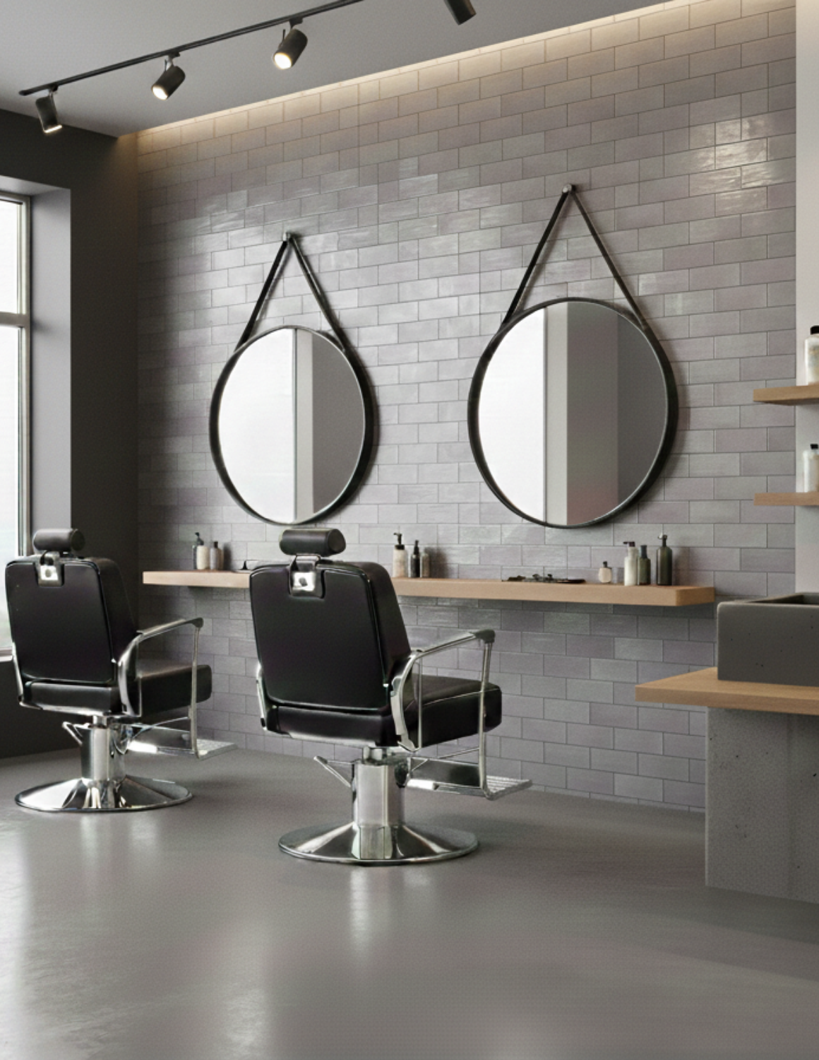 Dekorative selbstklebende Metallwandfliesen – stilvolle Wandverkleidung für Friseursalons, Barbershops und Kosmetikstudios mit modernem Design.