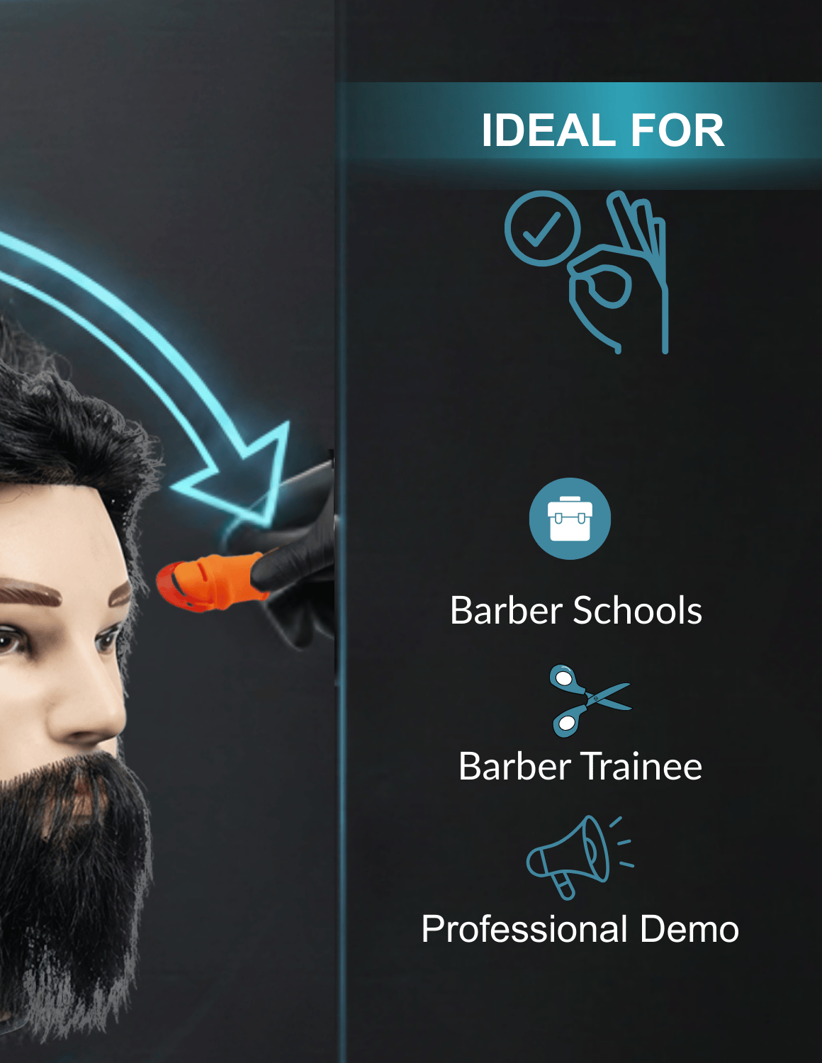 Multi-Use Barber Herren Übungskopf – wiederverwendbarer Mannequin-Kopf mit nachwachsenden Haaren und Bart für Friseur- und Barber-Training.