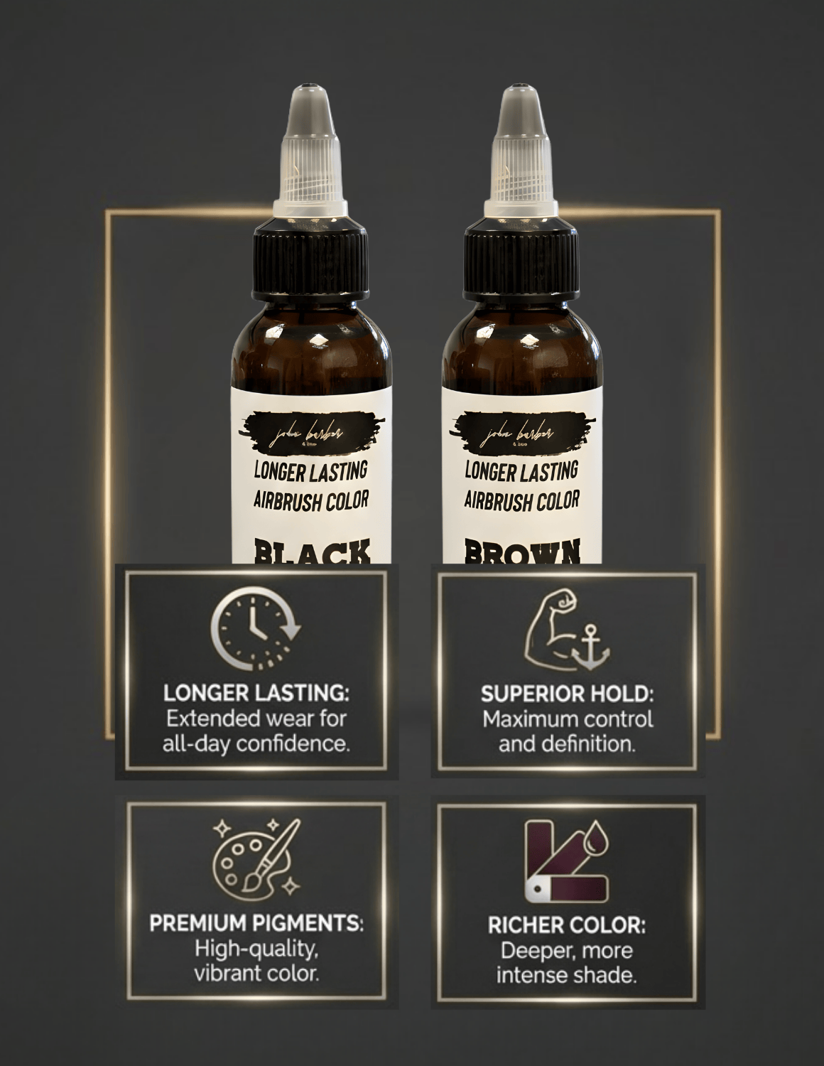 Airbrush Line-Up Farb-Enhancement Spray Braun & Schwarz 60 ml – lang anhaltendes Farbspray für präzise Haarlinien, Bartkonturen und professionelles Barber-Finishing.