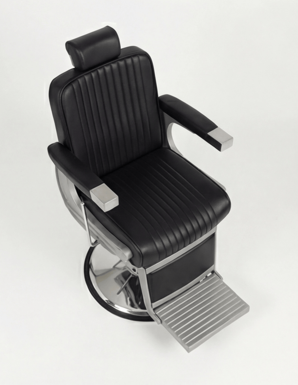 New School barber křeslo – matně šedý rám s černou kůží