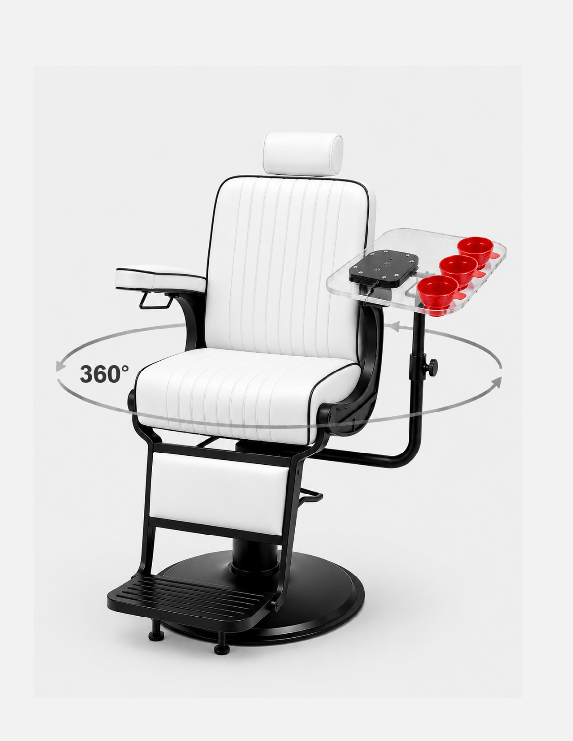 Rotierendes Tablett für Barber &- Friseurstühle Floating Tray Ablage Transparent mit drei mischschalen