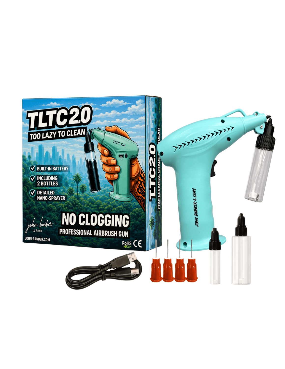 Airbrush Gun Spray TLTC 2.0 – Professional Cordless Nano Airbrush Gun No-Clog System