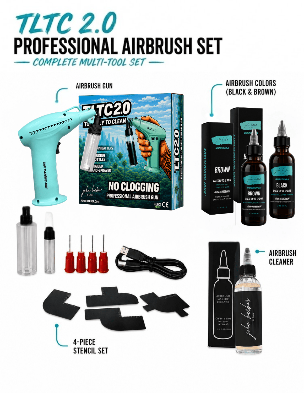Airbrush Gun Spray TLTC 2.0 – Professional Cordless Nano Airbrush Gun No-Clog System