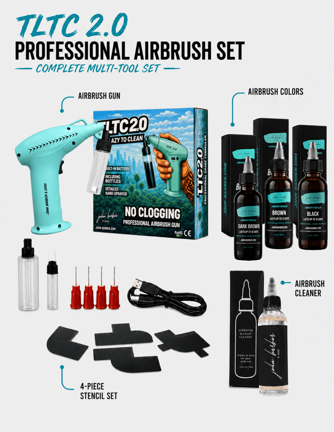 Airbrush Gun Spray TLTC 2.0 – Professional Cordless Nano Airbrush Gun No-Clog System