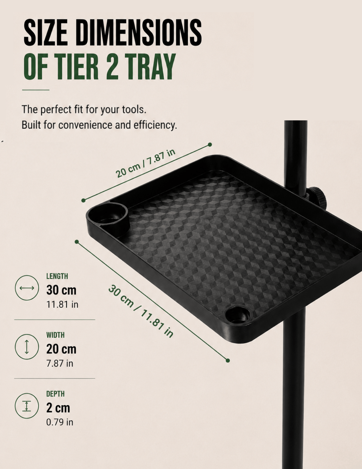 Salon & Barber Tray Trolley with One or Two Tiers, Height Adjustable 67–105 cm