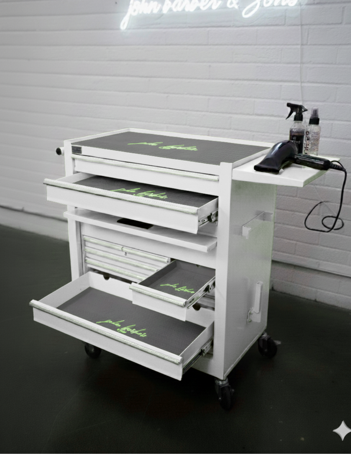 BARBER TROLLEY PRO – Mobiele trolley in verschillende kleuren – UV-desinfectie – Barbiertrolley